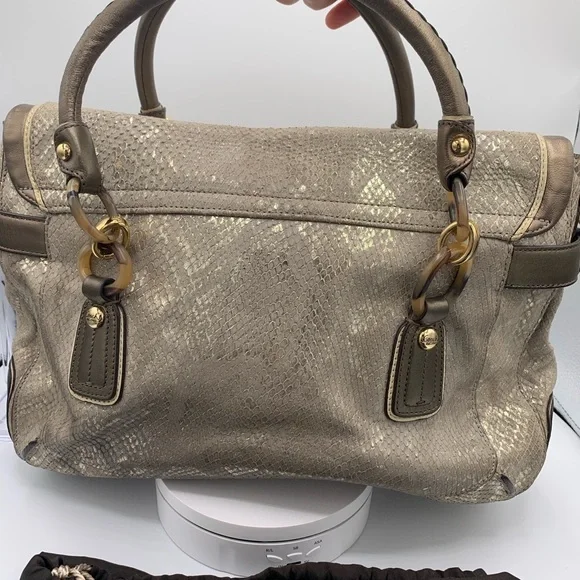 Coach Peyton Rose Gold Metallic Python Print with Gold and Tortoise Hardware - Picture 2 of 14